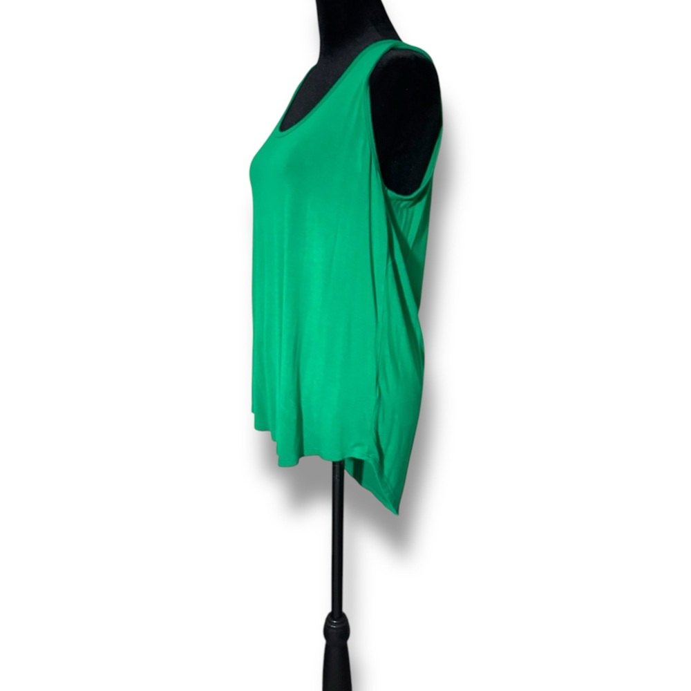 Cable & Gauge NWOT Forest Green Cotton High Low Scoop Neck Relaxed Tank Top - Picture 3 of 15